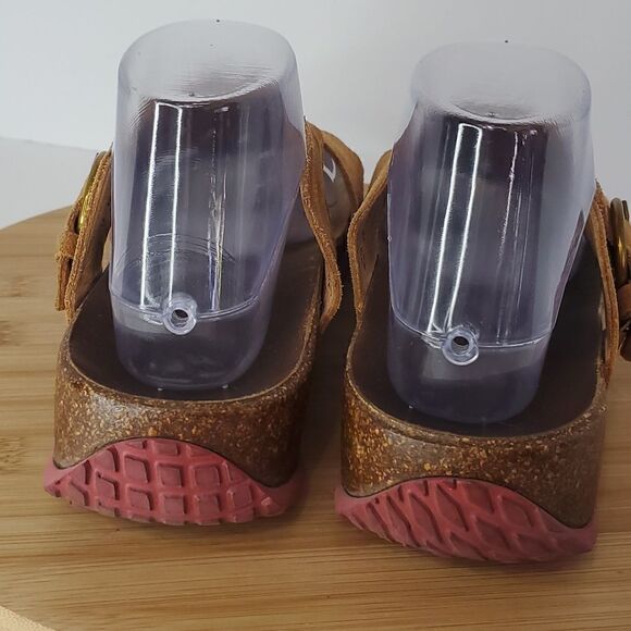 Think! Women's Suede Floral Embroidered Cut Out Slip On Sandal Camel Slides 40 - Picture 6 of 12